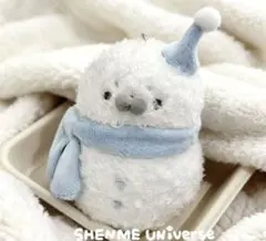 アザラシ 雪だるま ぬいぐるみ キーホルダー ふわふわ 水色 マフラー