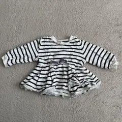 petit main ストライプ フレアワンピース 80