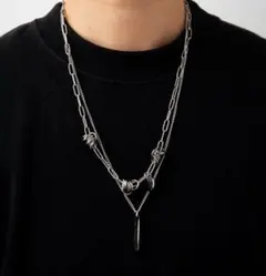 シルバー ロングネックレス スパイラルモチーフ