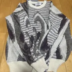 90s イタリア製 アルマーニジーンズ 総柄ニット シルクリネン混 M 