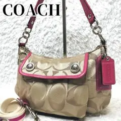 未使用 COACH シグネクチャー アクセサリーポーチ ピンク - メルカリ