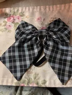 制服用リボン水色と紺のチェック