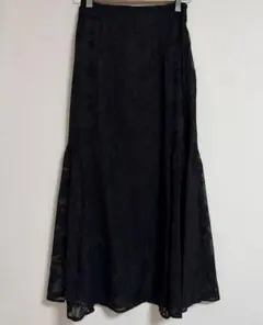 GRL 花柄シアーサイドギャザースカート ブラック
