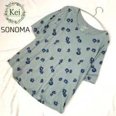✳️ ソノマ 花柄 Ｔシャツ クルーネック 五分袖 【XL】 ゆったり くすみのサムネイル