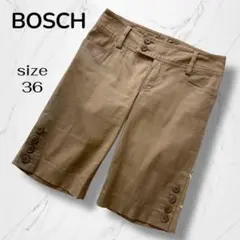 【BOSCH】ボタンデザインストレッチカジュアルハーフパンツ ベージュS半ズボン