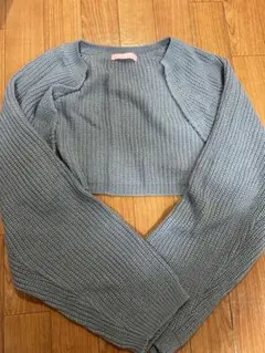 W♥C グレー クロップド長袖カーディガン