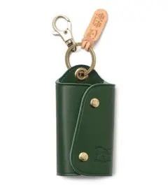 レザー グリーン キーケース スナップボタン