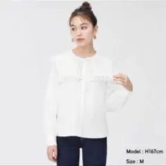 GU レーストリムビッグカラーシャツ(長袖)