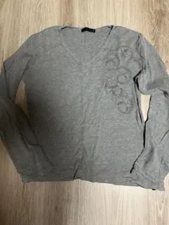 グレー Vネック 長袖カットソー Mサイズ