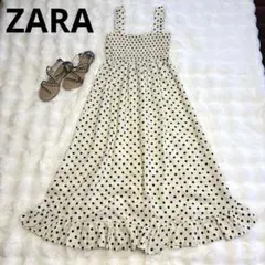 【極美品】ZARAドット柄 ロングキャミワンピース　S