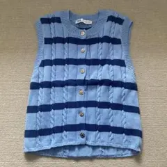 ZARA ストライプ ケーブル編み ニットベスト
