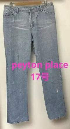 【美品】peyton place/大きいサイズ/17号/可愛いダメージデニム