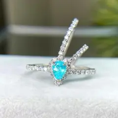 パライバトルマリン 豪華ダイヤモンドリング　大粒感ブラジル産　0.32ct