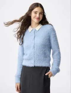 GU♡ シャイニークルーネックカーディガンZ ブルー