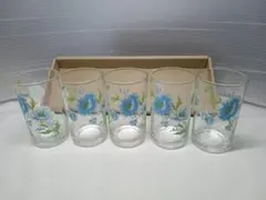 未使用 花柄 グラス コップ 5個セット 昭和レトロ アンティーク