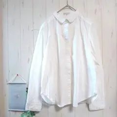 アースミュージック＆エコロジー 長袖ブラウス/シャツ〚M〛ホワイト コットン