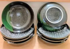 緑と黒の食器セット 8枚