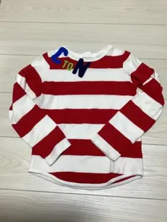 BREEZEの赤と白のストライプ 長袖カットソー