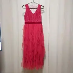 レッド　赤 フリルドレス Vネック　ガールズ