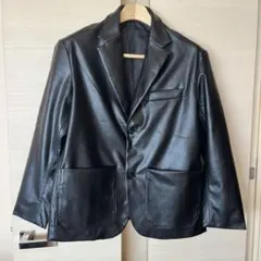 H&M ブラック テーラードジャケット　フェイクレザー