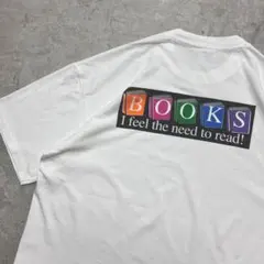90s vintage BOOKS メッセージ 両面 プリント Tシャツ XL