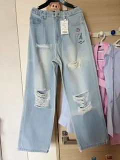 pom ponette junior デニムパンツ ダメージ加工 L(160)