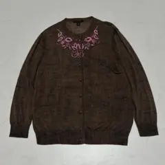 【美品】LOUIS VUITTON 刺繍 ニット カーディガン コットン