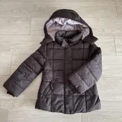 フランス　DPAM ダークブラウン 中綿コート 取り外しフード付き