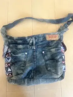 デニム風トートバッグ 幾何学模様