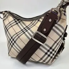 バーバリーブルーレーベル　ショルダーバッグ　ホースロゴ　ストライプ　キャンバス バーバリーブルーレーベル ショルダーバッグ ホースロゴ ストライプ