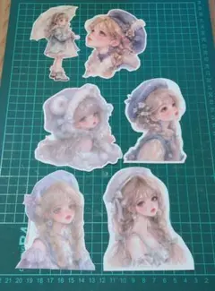 ciel様　イラスト 激かわ　ダイカット♥ 6枚セット　女の子のサムネイル