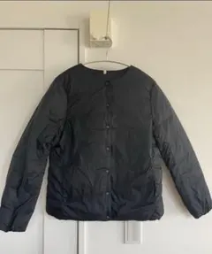 無印　インナーダウン　ブラック ダウンジャケット Sサイズ　ノーカラー