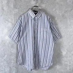【XL】TOMMY HILFIGER トミー 半袖ストライプシャツ ブルーのサムネイル