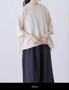 美品♡かぐれ　リネンクルーネックハーフスリーブ