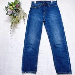 【セブンデイズサンデイ】濃紺/ストレートデニム/ハイウエスト/S/a1034