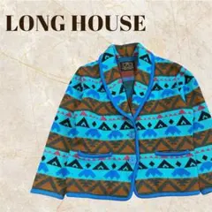 LONGHOUSE カナダ製 ヴィンテージ 総柄 ウール ニットジャケット L