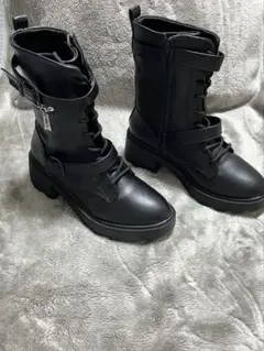 ブラックミリタリーブーツ レースアップ VIZZANO