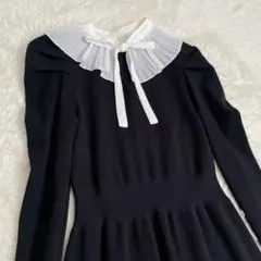 美品　SNIDEL プリーツカラー　ニットワンピース　マキシ丈　襟取り外し可能