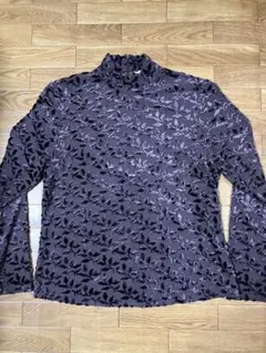 ✨期間限定お値下げ✨ BIEN SUR 　葉の模様 ハイネック 長袖トップス 茶