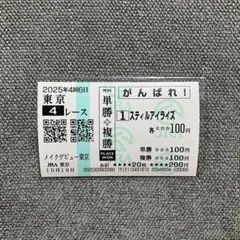 競馬 メイクデビュー東京 新馬戦 スティルアイライズ 現地 はずれ馬券 応援馬券