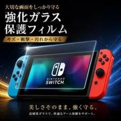 スイッチ 保護フィルム 強化ガラス フィルム 強靭9H 皮脂防止 光沢 指紋防止