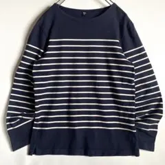 UNIQLO ウォッシュボーダーT 長袖Tシャツ　ボートネックTシャツ　M 古着