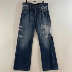 デニムパンツ 虎 刺繍 L相当 古着