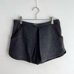 3859【DOROA】ウールショートパンツ　ハーフパンツ　グレー　Ｍ　脚見せ