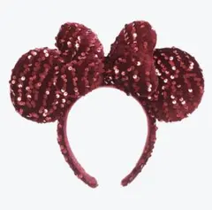 ディズニー　カチューシャ　ミニー　スパンコール　赤