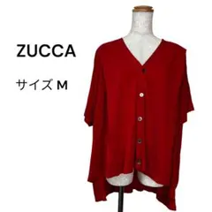 ZUCCA ズッカ（M）カーディガン 赤 ドレープ ゆったり 羽織り 上品　春のサムネイル