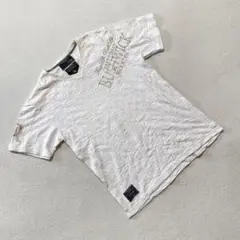 GLADIATE Tシャツ 半袖 ホワイト 刺繍 ロゴ Vネック チェック柄 L