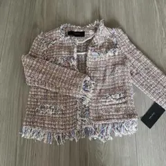 新品未使用ZARA BASIC ノーカラーツイードジャケット S