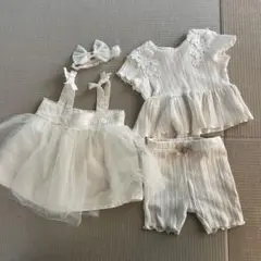 プチマイン　80 白　女の子　ベビー服セット