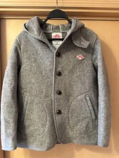 DANTON グレー ウール ピーコート フード付き